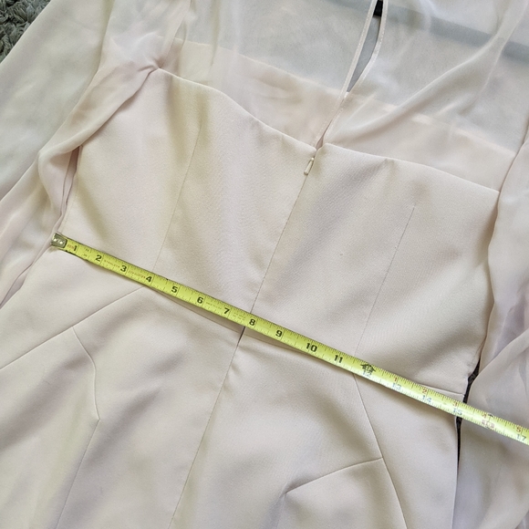 Hobbs Pale Pink Blush Mila Shift Dress Midi Long Sleeve Sheer Sleeve Size 8 - Picture 12 of 16